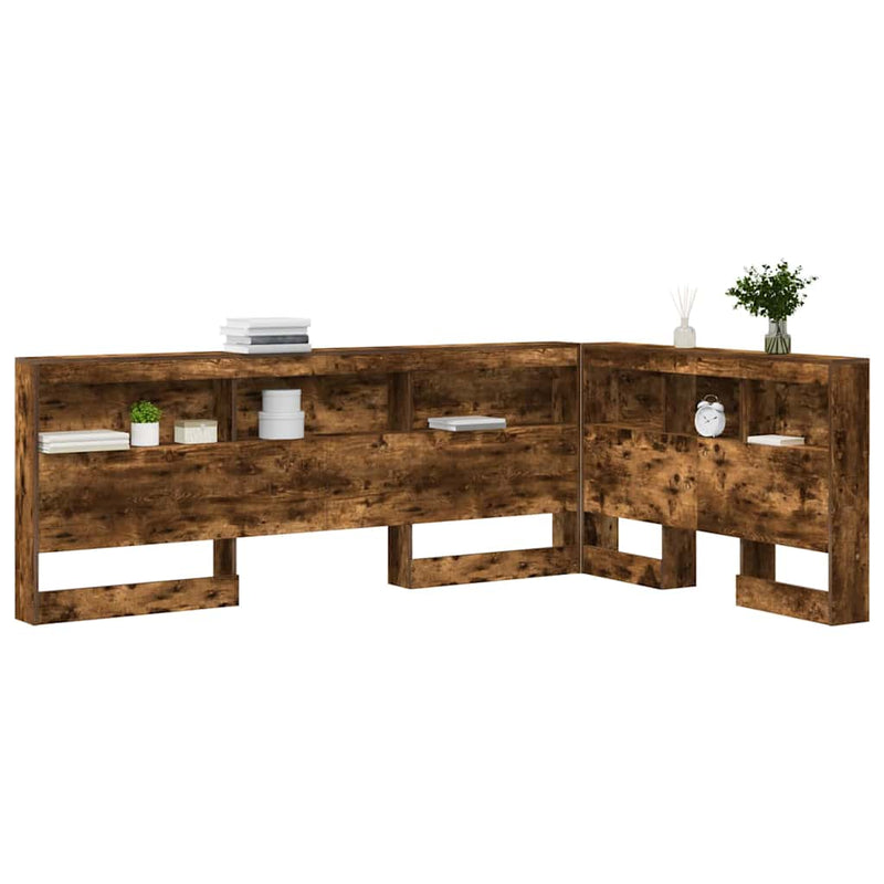 vidaXL Tároló fejtámla polcokkal Füstölt tölgy 120 cm Faanyag