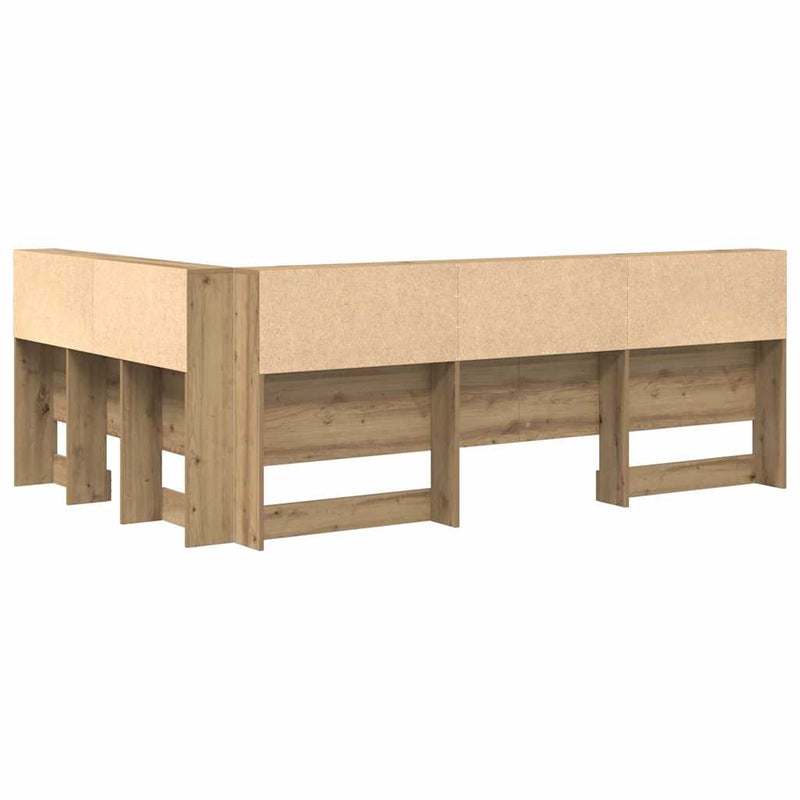vidaXL Tároló fejtámla polcokkal kézműves tölgy 120 cm Faanyag
