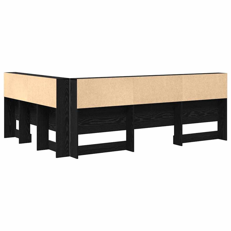 vidaXL Tároló fejtámla polcokkal tárolóval Musta tammi 140 cm Faanyag