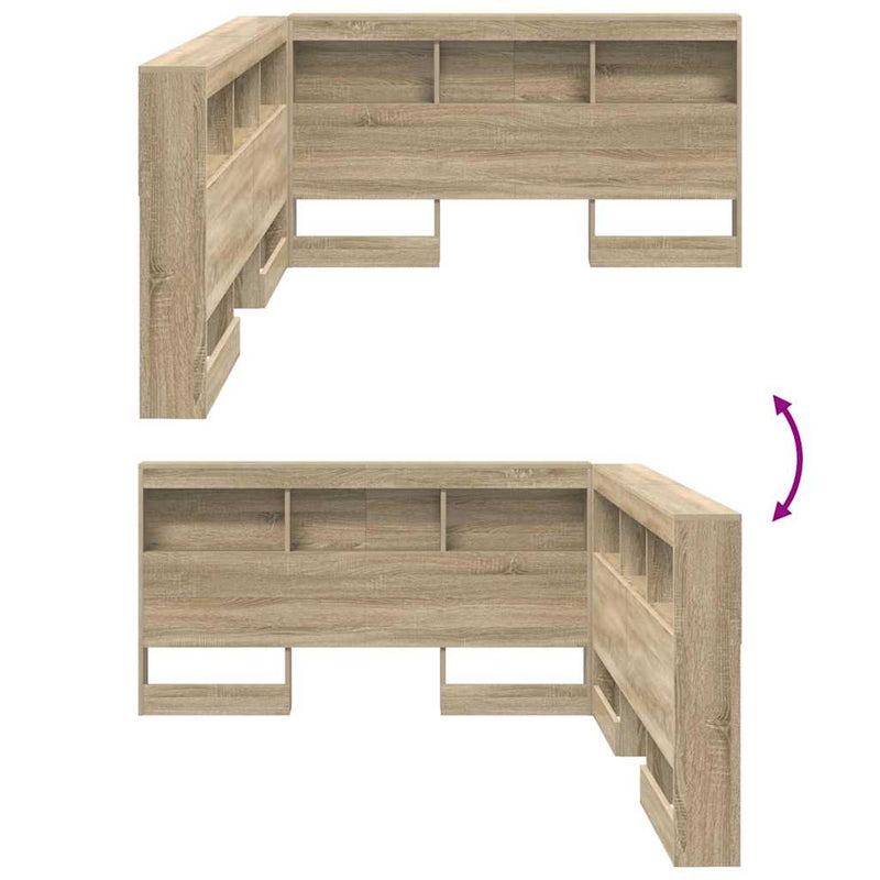 vidaXL Tároló fejtámla polcokkal tárolóval sonoma tölgy 150 cm Faanyag