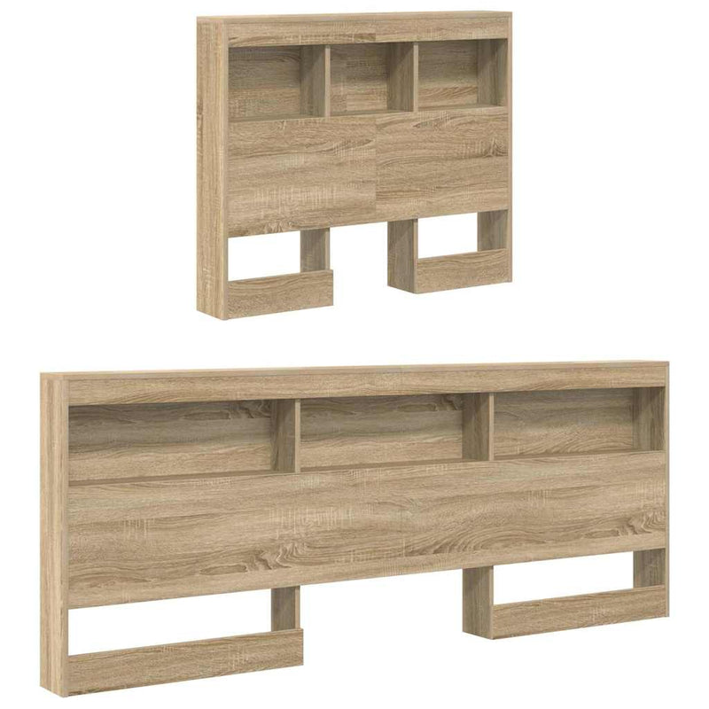 vidaXL Tároló fejtámla polcokkal tárolóval sonoma tölgy 90 cm Faanyag
