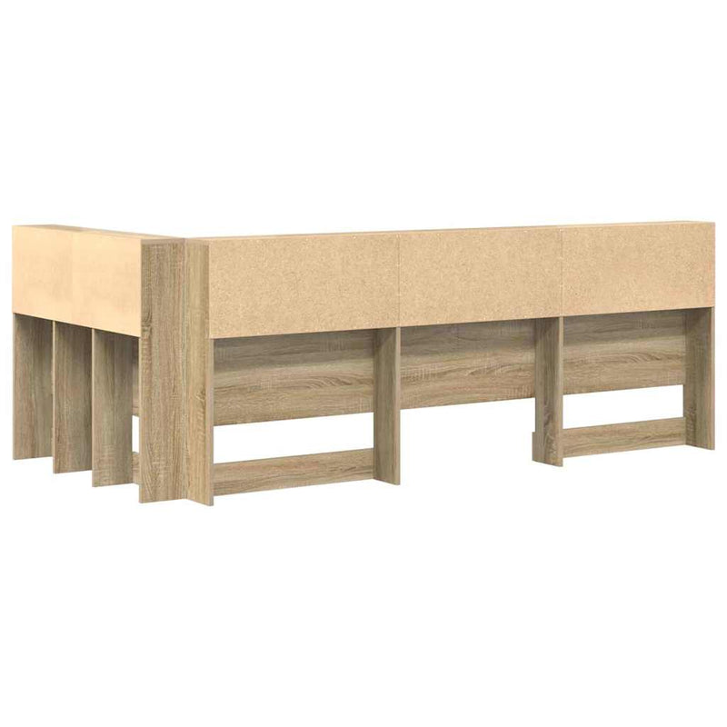 vidaXL Tároló fejtámla polcokkal tárolóval sonoma tölgy 90 cm Faanyag