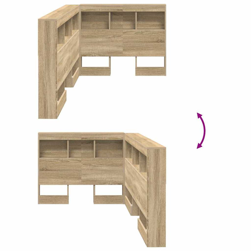 vidaXL Tároló fejtámla polcokkal tárolóval sonoma tölgy 90 cm Faanyag