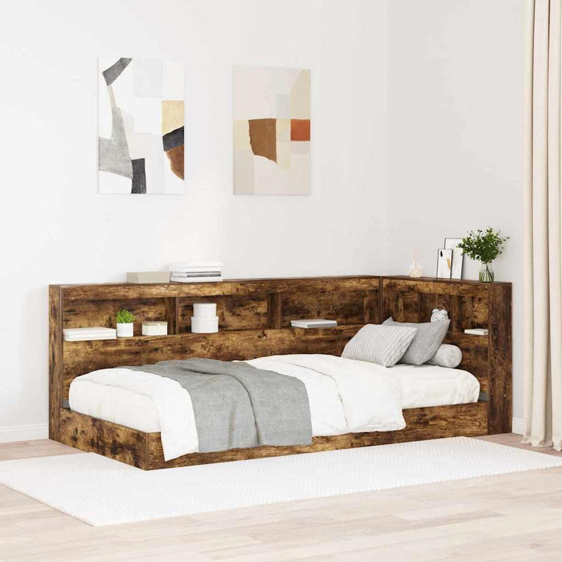 vidaXL Tároló fejtámla polcokkal tárolóval Füstölt tölgy 90 cm Faanyag