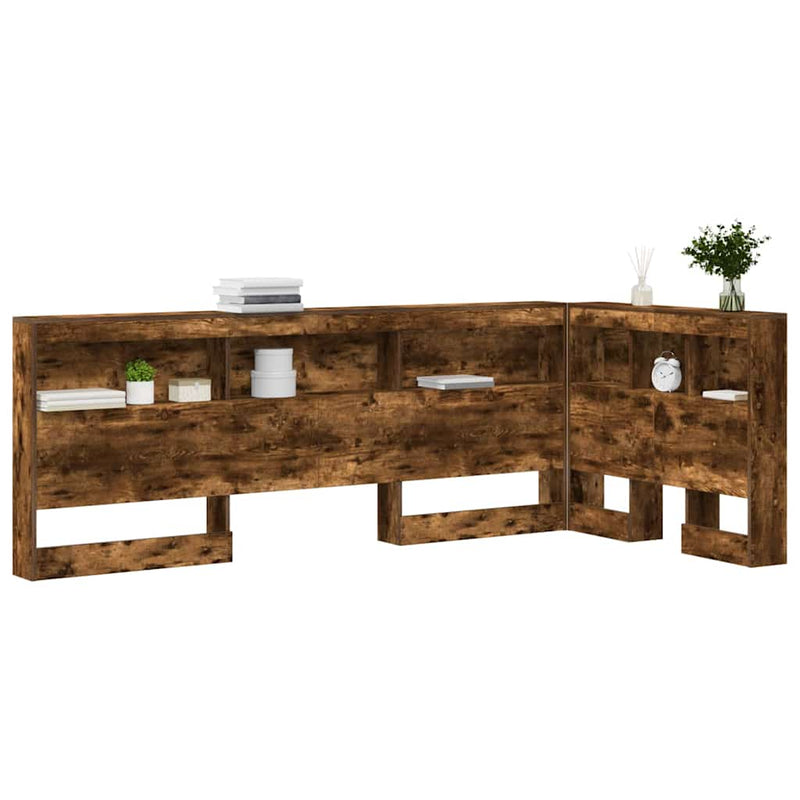 vidaXL Tároló fejtámla polcokkal tárolóval Füstölt tölgy 90 cm Faanyag