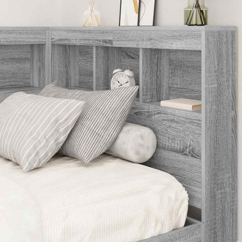 vidaXL Tároló fejtámla polcokkal tárolóval Szürke sonoma 90 cm Faanyag