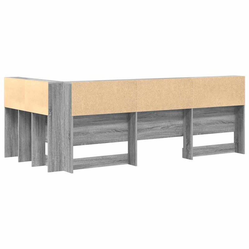 vidaXL Tároló fejtámla polcokkal tárolóval Szürke sonoma 90 cm Faanyag