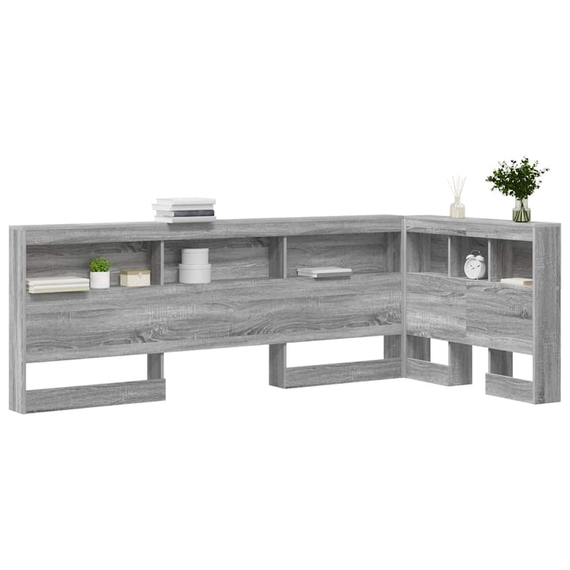vidaXL Tároló fejtámla polcokkal tárolóval Szürke sonoma 90 cm Faanyag