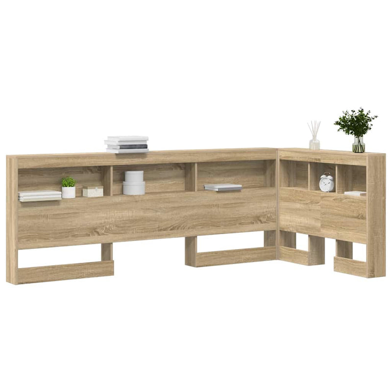 vidaXL Tároló fejtámla polcokkal tárolóval sonoma tölgy 75 cm Faanyag