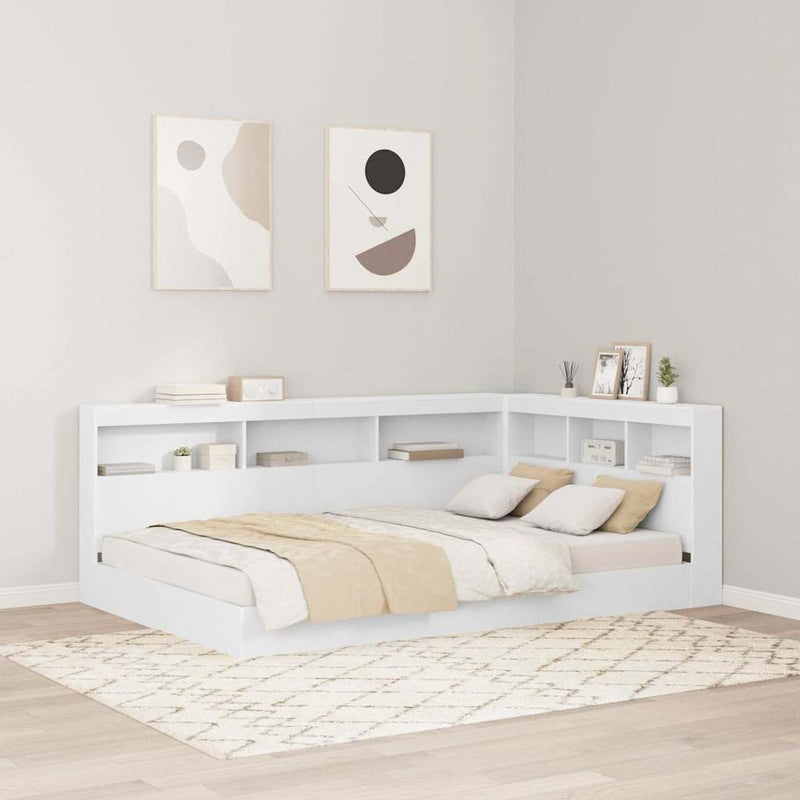 vidaXL Tároló fejtámla polcokkal fejtámlával Fehér 120 cm Faanyag