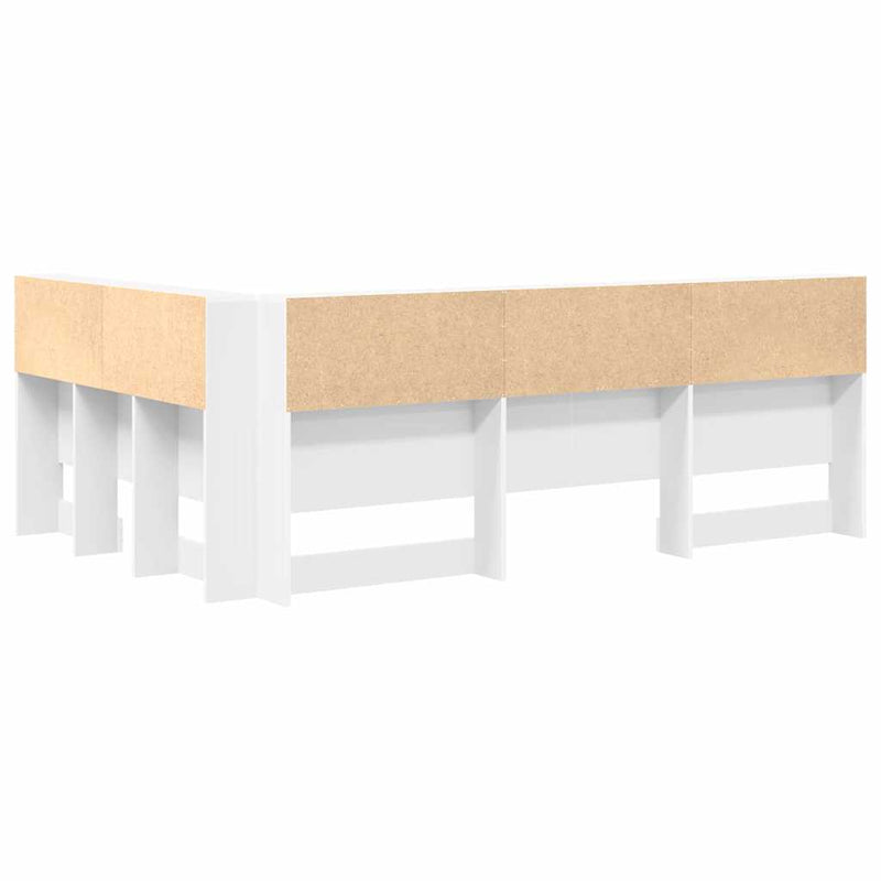 vidaXL Tároló fejtámla polcokkal fejtámlával Fehér 120 cm Faanyag