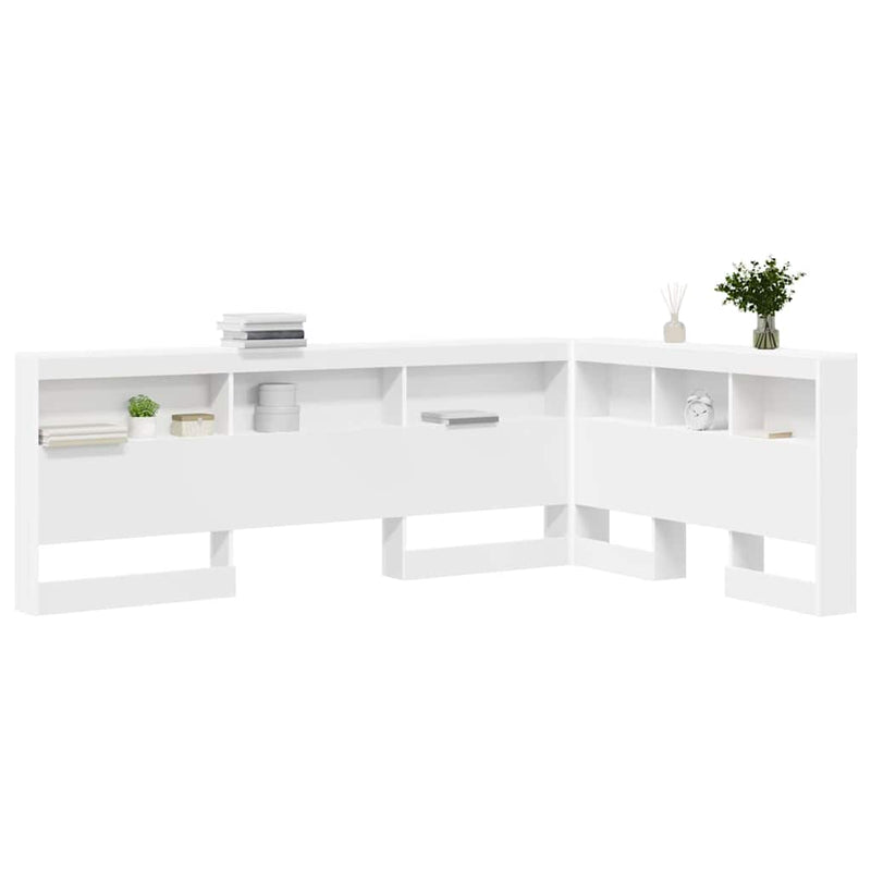 vidaXL Tároló fejtámla polcokkal fejtámlával Fehér 120 cm Faanyag