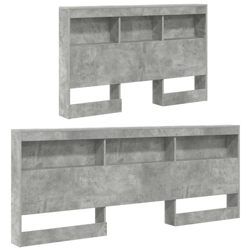 vidaXL Tároló fejtámla polcokkal tárolóval Beton szürke 120 cm Faanyag
