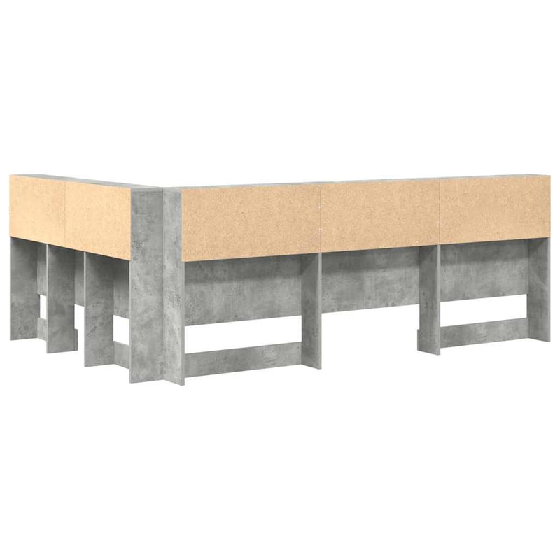 vidaXL Tároló fejtámla polcokkal tárolóval Beton szürke 120 cm Faanyag