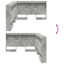 vidaXL Tároló fejtámla polcokkal tárolóval Beton Szürke 120 cm Faanyag