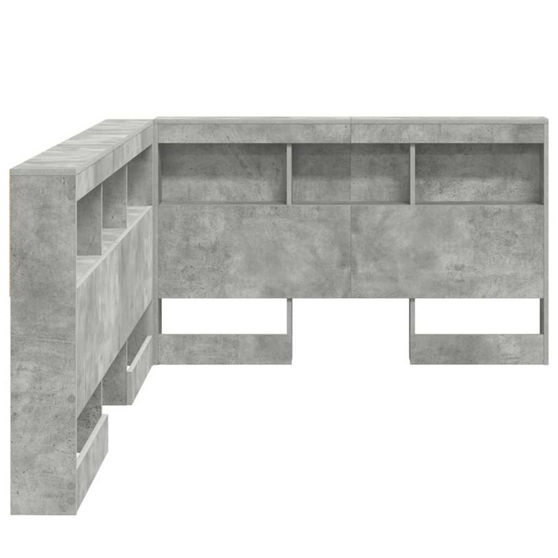 vidaXL Tároló fejtámla polcokkal tárolóval Beton szürke 120 cm Faanyag