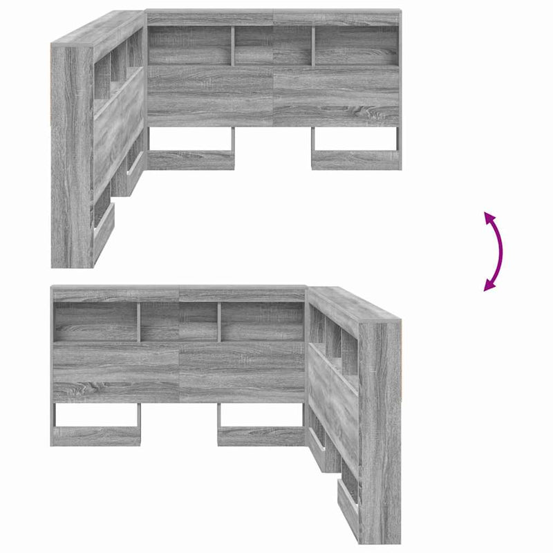 vidaXL Tároló fejtámla polcokkal Szürke sonoma 120 cm Faanyag