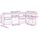 vidaXL Tároló fejtámla Szürke Sonoma 207,5 x 137,5 x 76,5 cm Faanyag