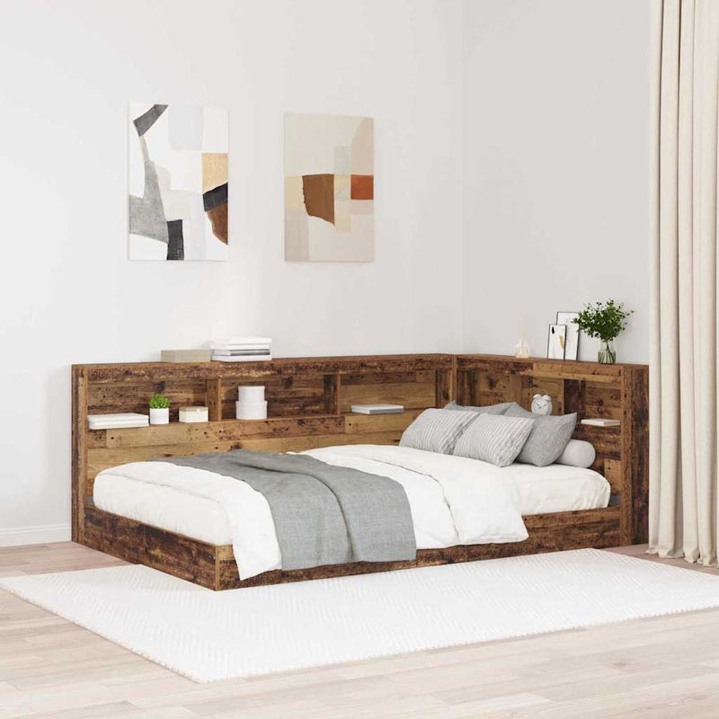 vidaXL Tároló fejtámla polcokkal fejtámlával Régi fa 120 cm Faanyag
