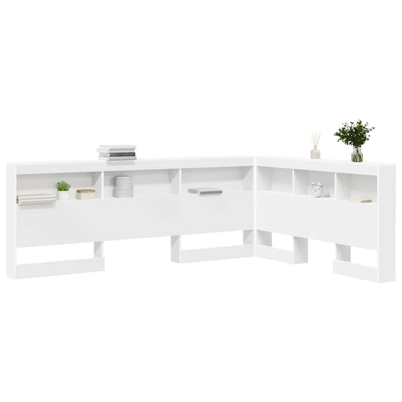 vidaXL Tároló fejtámla polcokkal fejtámlával Fehér 140 cm Faanyag