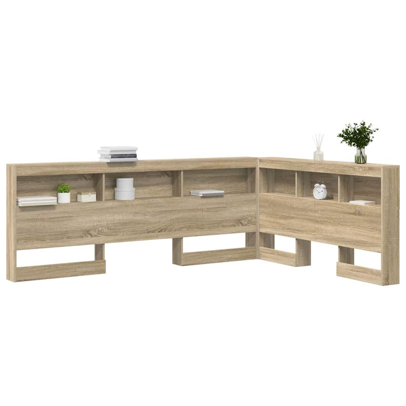 vidaXL Tároló fejtámla polcokkal tárolóval sonoma tölgy 140 cm Faanyag