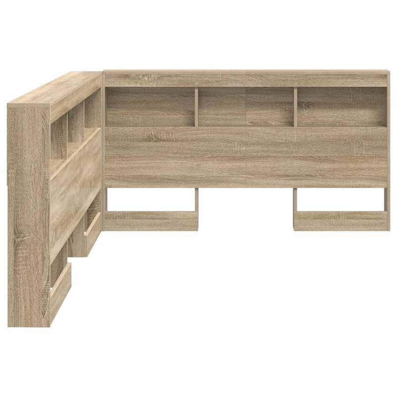 vidaXL Tároló fejtámla polcokkal tárolóval sonoma tölgy 140 cm Faanyag