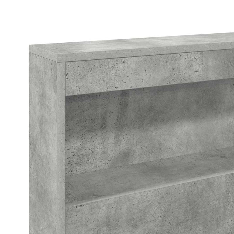 vidaXL Tároló fejtámla polcokkal tárolóval Beton szürke 140 cm Faanyag
