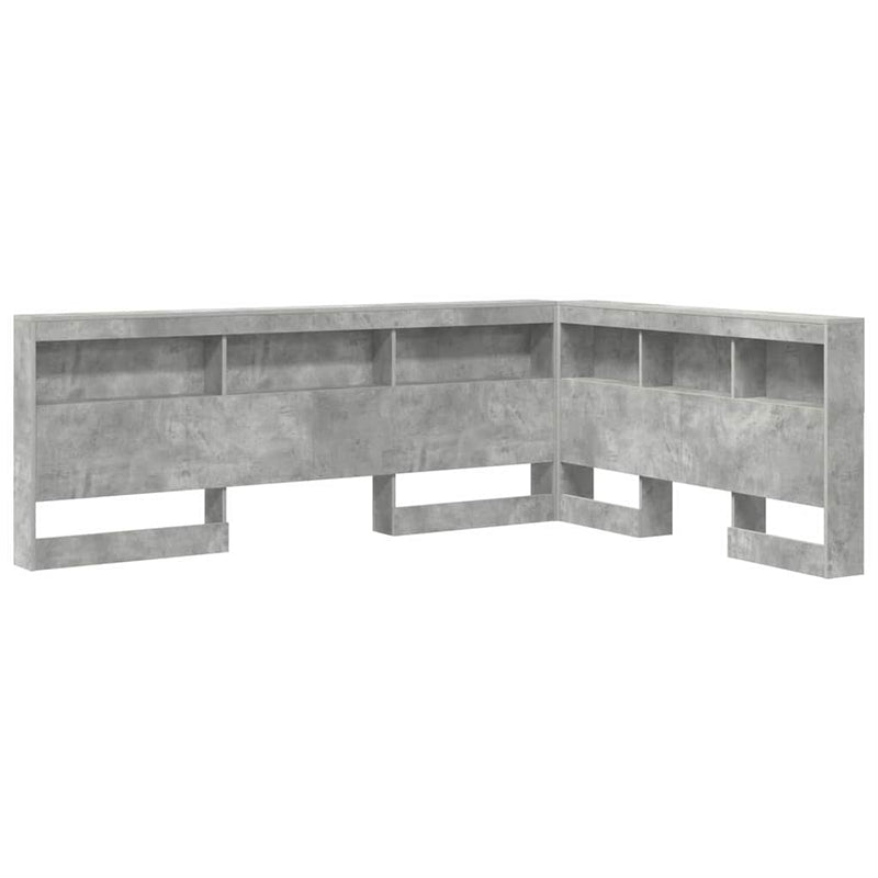 vidaXL Tároló fejtámla polcokkal tárolóval Beton szürke 140 cm Faanyag
