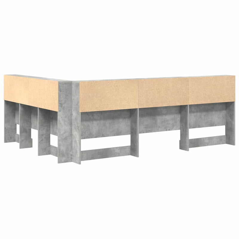 vidaXL Tároló fejtámla polcokkal tárolóval Beton szürke 140 cm Faanyag