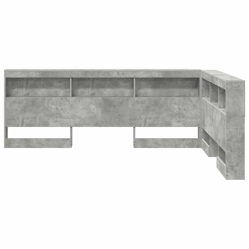 vidaXL Tároló fejtámla polcokkal tárolóval Beton szürke 140 cm Faanyag