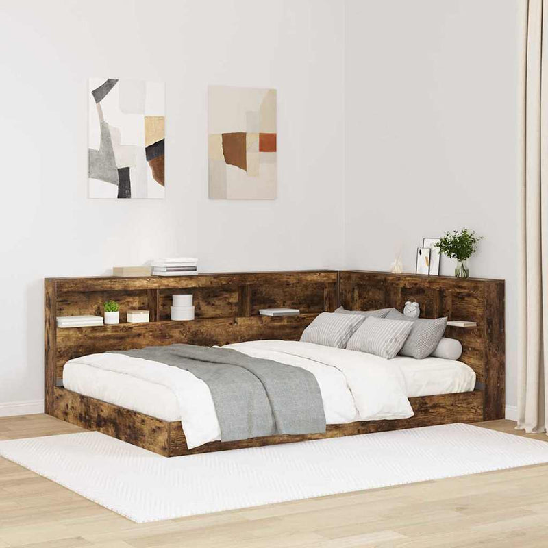 vidaXL Tároló fejtámla polcokkal Füstölt tölgy 140 cm Faanyag