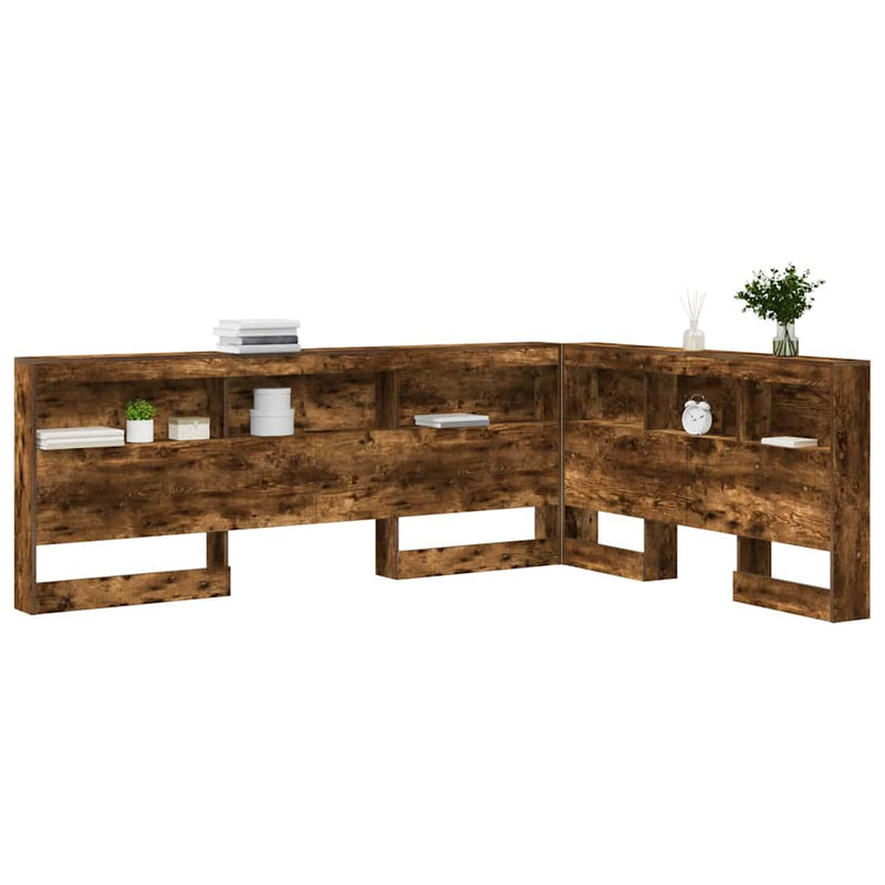 vidaXL Tároló fejtámla polcokkal Füstölt tölgy 140 cm Faanyag
