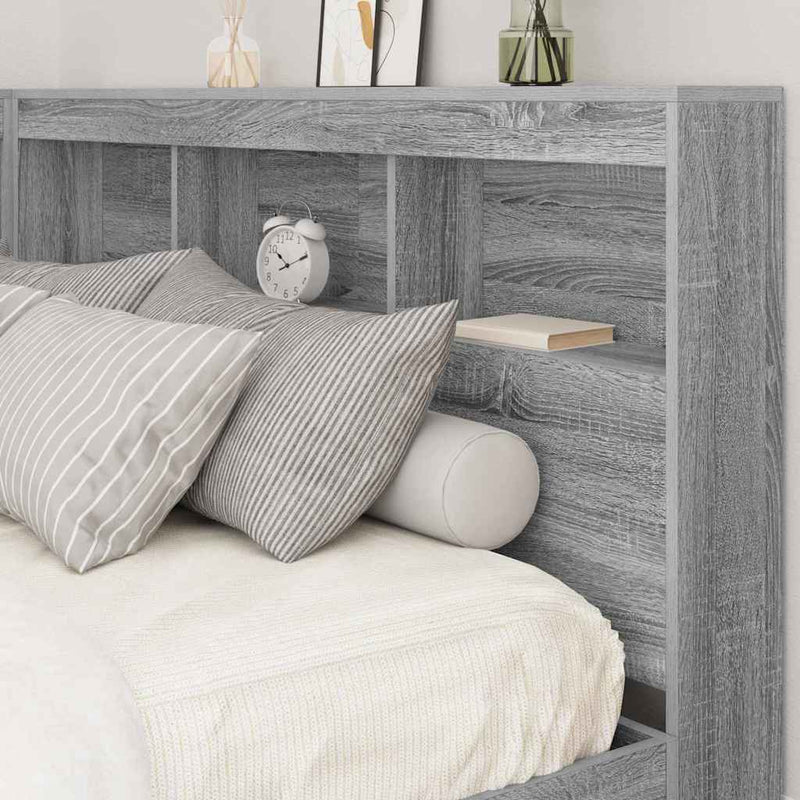 vidaXL Tároló fejtámla polcokkal Szürke sonoma 140 cm Faanyag