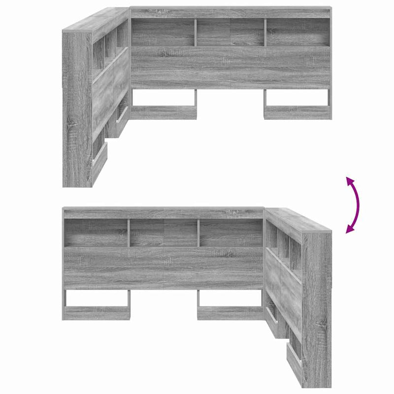 vidaXL Tároló fejtámla polcokkal Szürke sonoma 140 cm Faanyag