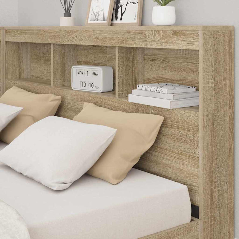 vidaXL Tároló fejtámla polcokkal tárolóval sonoma tölgy 135 cm Faanyag