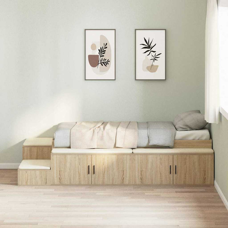 vidaXL Ágykeret tárolóval Sonoma tölgy 244 x 118 x 53.5 cm Faanyag
