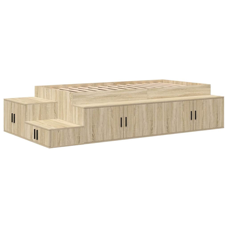 vidaXL Ágykeret tárolóval Sonoma tölgy 244 x 118 x 53.5 cm Faanyag