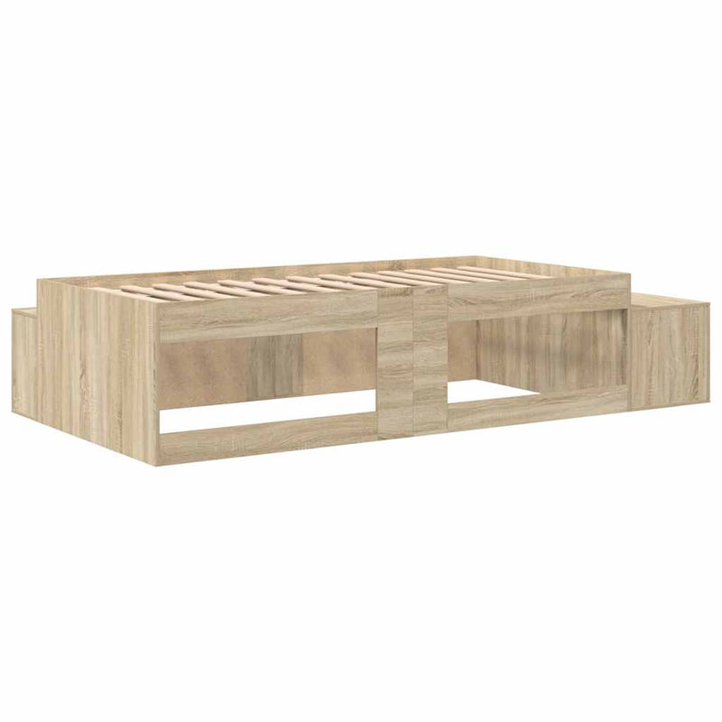 vidaXL Ágykeret tárolóval Sonoma tölgy 244 x 118 x 53.5 cm Faanyag