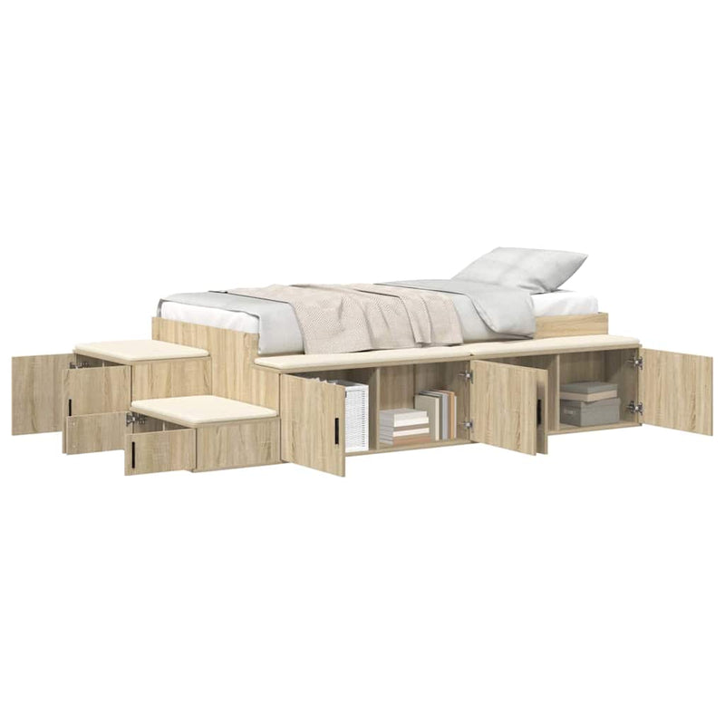 vidaXL Ágykeret tárolóval Sonoma tölgy 244 x 118 x 53.5 cm Faanyag