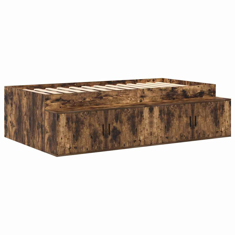 vidaXL Ágykeret tárolóval Füstölt tölgy 244 x 118 x 53.5 cm Faanyag