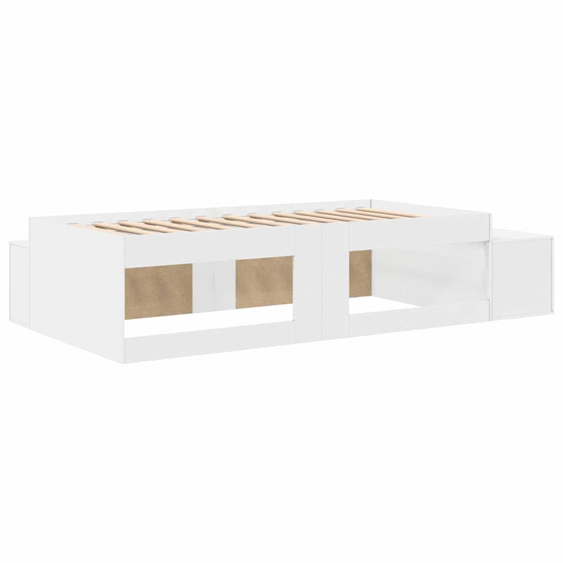 vidaXL Ágykeret tárolóval fiókkal Fehér 244 x 127 x 53.5 cm Faanyag