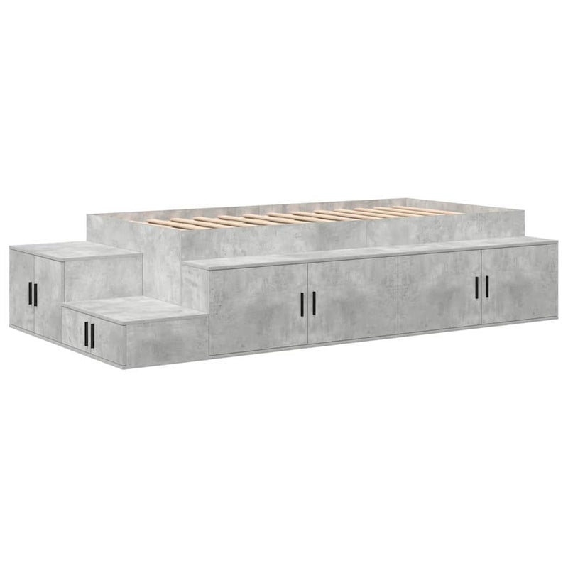 vidaXL Ágykeret tárolóval Beton Szürke 244 x 127 x 53.5 cm Faanyag