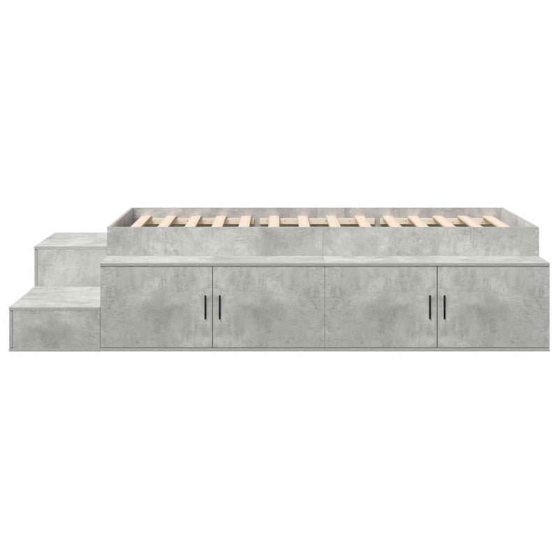 vidaXL Ágykeret tárolóval Beton Szürke 244 x 127 x 53.5 cm Faanyag