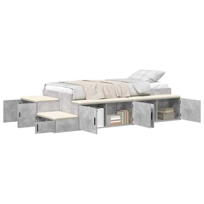 vidaXL Ágykeret tárolóval Beton Szürke 244 x 127 x 53.5 cm Faanyag