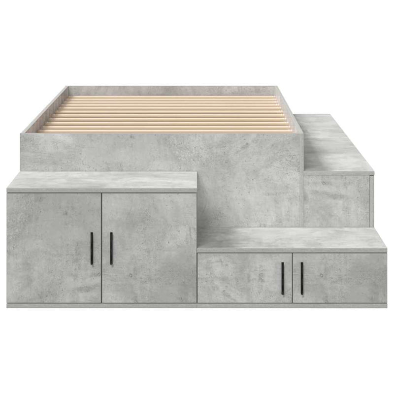 vidaXL Ágykeret tárolóval Beton Szürke 244 x 127 x 53.5 cm Faanyag