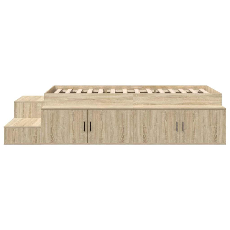 vidaXL Ágykeret tárolóval Sonoma tölgy 234 x 118 x 53.5 cm Faanyag