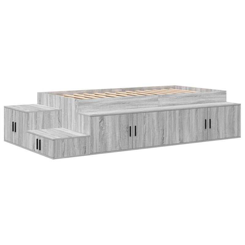 vidaXL Ágykeret tárolóval Szürke sonoma 234 x 118 x 53.5 cm Faanyag