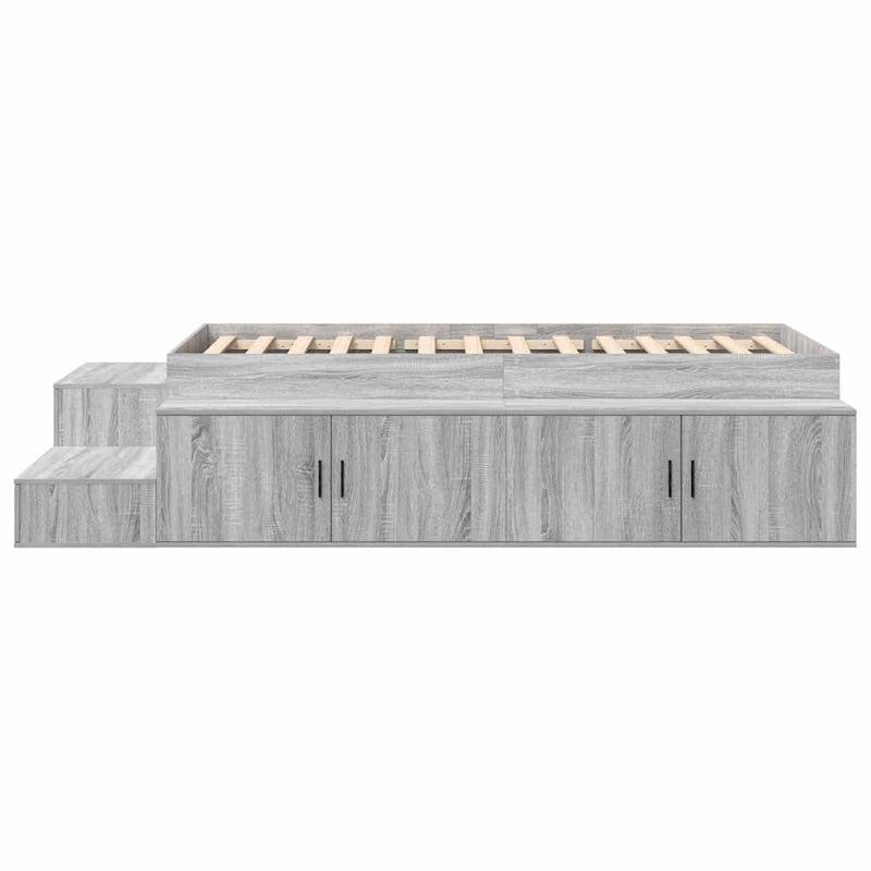 vidaXL Ágykeret tárolóval Szürke sonoma 234 x 118 x 53.5 cm Faanyag
