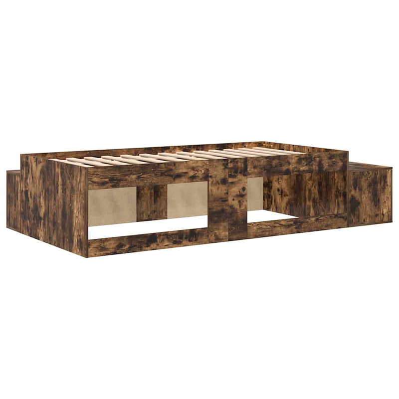 vidaXL Ágykeret tárolóval Füstölt tölgy 234 x 103 x 53.5 cm Faanyag