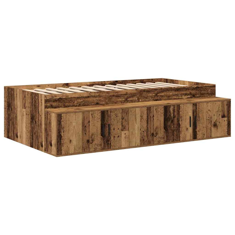 vidaXL Ágykeret tárolóval fiókkal Régi fa 234 x 103 x 53.5 cm Faanyag